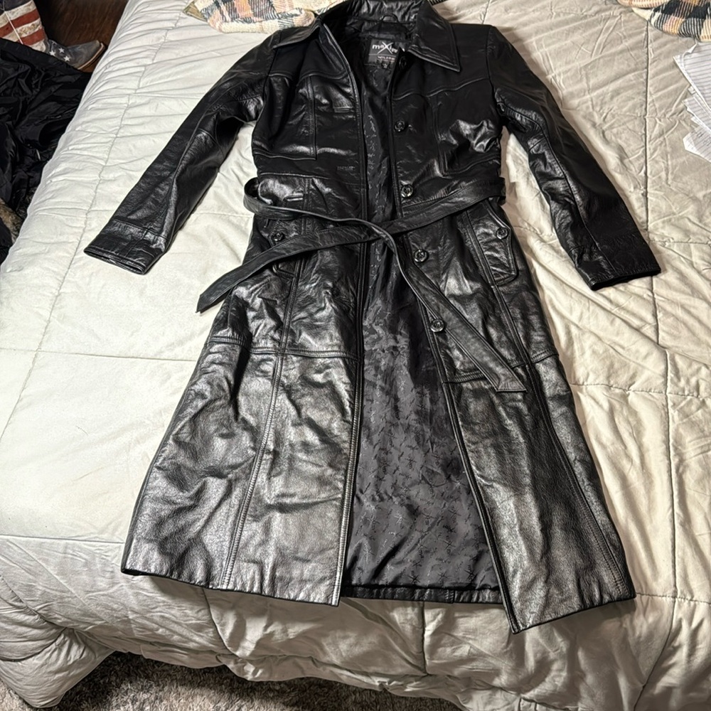 Maxima Wilson’s leather trench coat